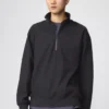 Unisex-sweatshirt med børstet overflade og halv lynlås