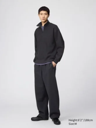 Unisex-sweatshirt med børstet overflade og halv lynlås