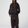 Unisex-sweatshirt med børstet overflade og halv lynlås