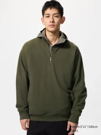 Unisex sweatshirt med halv lynlås