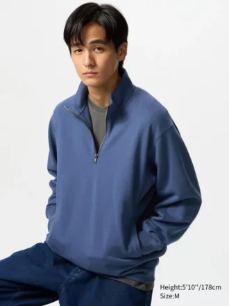 Unisex sweatshirt med halv lynlås