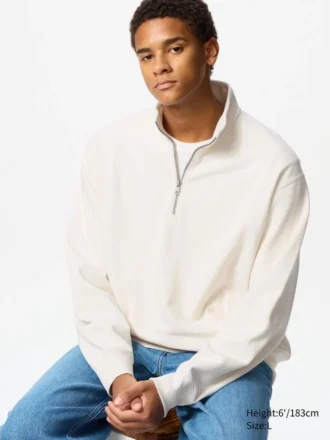 Unisex sweatshirt med halv lynlås