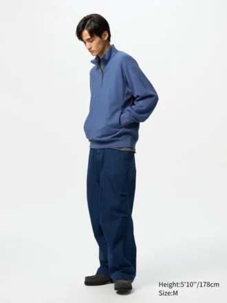 Unisex sweatshirt med halv lynlås