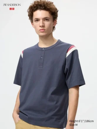 Unisex T-shirt med henley-hals