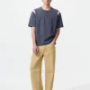 Unisex T-shirt med henley-hals