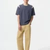 Unisex T-shirt med henley-hals