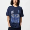 Unisex Ukiyo-E Blue UT grafisk T-shirt