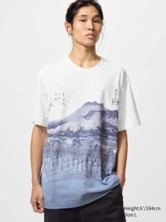 Unisex Ukiyo-E Blue UT grafisk T-shirt