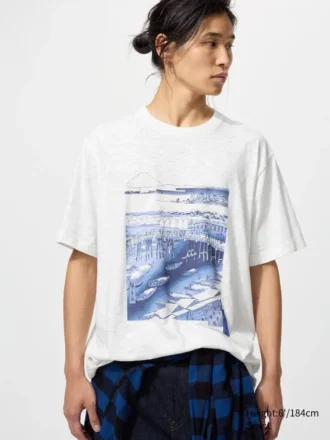 Unisex Ukiyo-E Blue UT grafisk T-shirt