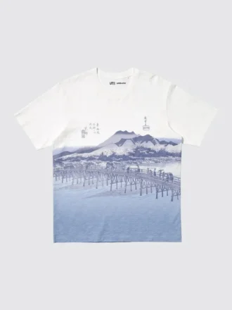 Unisex Ukiyo-E Blue UT grafisk T-shirt