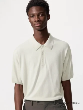 Unisex vaskbar strikket polo-sweater | Kort ærme