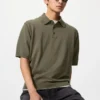Unisex vaskbar strikket polo-sweater | Kort ærme
