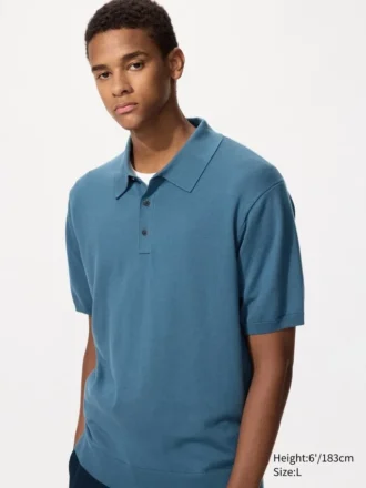 Unisex vaskbar strikket polo-sweater | Kort ærme