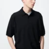 Unisex vaskbar strikket polo-sweater | Kort ærme