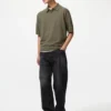 Unisex vaskbar strikket polo-sweater | Kort ærme