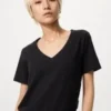 V-hals T-shirt i slubbet bomuld til kvinder