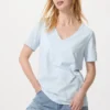 V-hals T-shirt i slubbet bomuld til kvinder