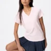V-hals T-shirt i slubbet bomuld til kvinder