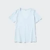V-hals T-shirt i slubbet bomuld til kvinder