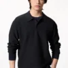 Vaskbar 3D Knit polo til mænd | Langærmede T-shirts