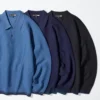 Vaskbar 3D Knit polo til mænd | Langærmede T-shirts