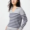 Vaskbar ribstrikket polo-sweater til kvinder | Stribet