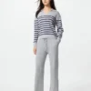 Vaskbar ribstrikket polo-sweater til kvinder | Stribet