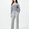 Vaskbar ribstrikket polo-sweater til kvinder | Stribet