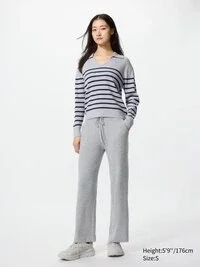 Vaskbar ribstrikket polo-sweater til kvinder | Stribet