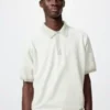 Vaskbar strikket polo-sweater til mænd | Korte ærmer | Stribet