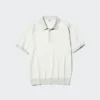 Vaskbar strikket polo-sweater til mænd | Korte ærmer | Stribet