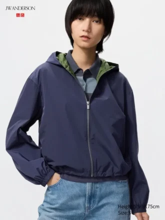 Vindtæt kort parka for kvinder